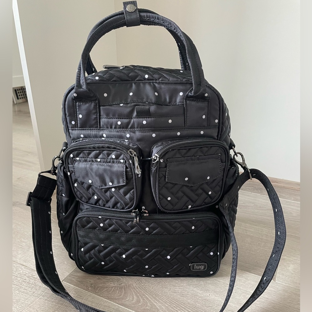 EUC Lug Minj Puddle Jumper 2 in black small dot